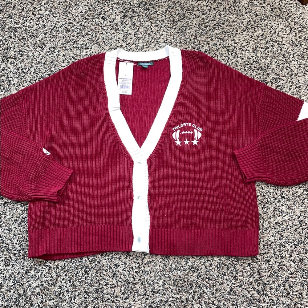 Knit Football Oversized V Neck Maroon Fall Sweater | Var Sizes | NWT!